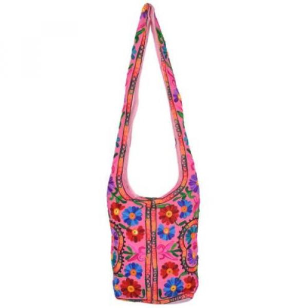 Pink Suzani Embroidery Tote Bag Womens Cross body Shopping Beach Jhola AQ5 #1 image