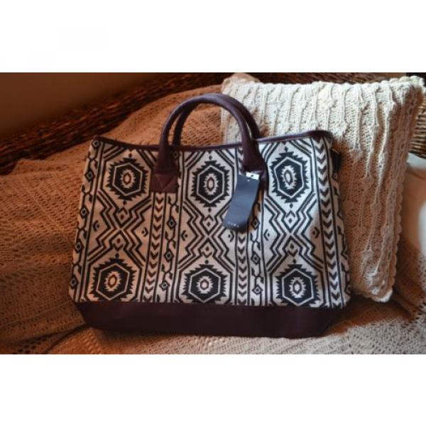 ZARA Printed Tote Shopper Beach Bag Real Leather Big Travel 4655/104 #2 image