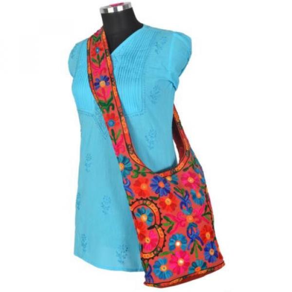 Brown Suzani Embroidery Tote Bag Womens Cross body Shopping Beach Jhola AQ11 #3 image