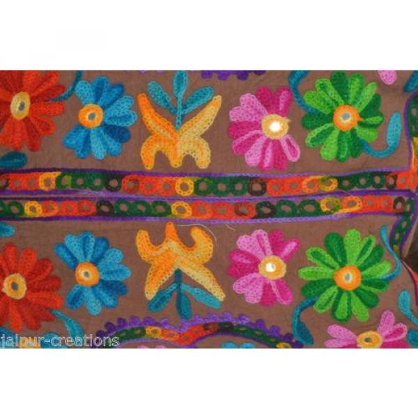 Brown Suzani Embroidery Tote Bag Womens Cross body Shopping Beach Jhola AQ15 #2 image