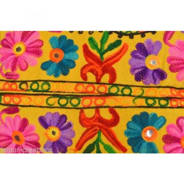 Yellow Suzani Embroidery Tote Bag Womens Cross body Shopping Beach Jhola AQ8 #2 image