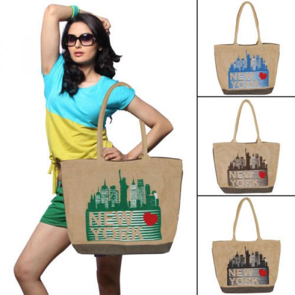 Cotton Jute New York City Ladies Handbag Casual Purse Beach Tote Favor Bag #1 image