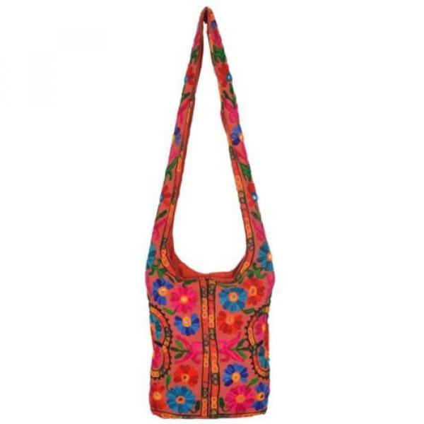 Brown Suzani Embroidery Tote Bag Womens Cross body Shopping Beach Jhola AQ7 #1 image