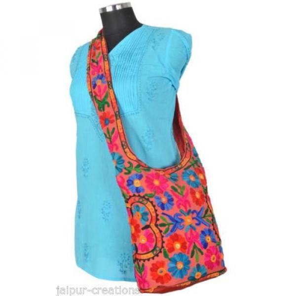 Brown Suzani Embroidery Tote Bag Womens Cross body Shopping Beach Jhola AQ7 #3 image