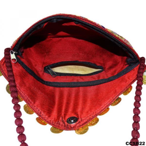 BEACH BAGS HANDMADE INDIAN PURSE EMBROIDERED MAROON CLUTCH WOMEN WEAR BAG CCSB22 #3 image
