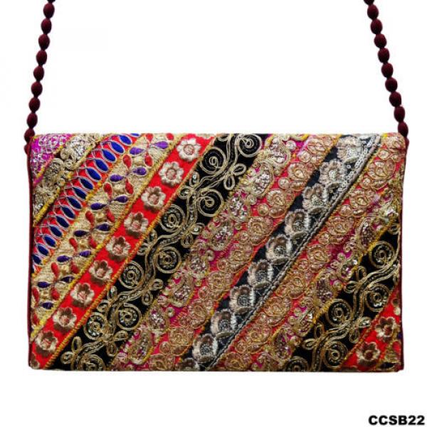 BEACH BAGS HANDMADE INDIAN PURSE EMBROIDERED MAROON CLUTCH WOMEN WEAR BAG CCSB22 #4 image