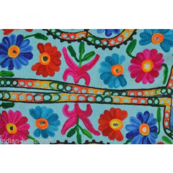 Skyblue Suzani Embroidery Tote Bag Womens Cross body Shopping Beach Jhola AQ2 #2 image