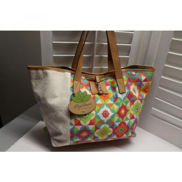 Lily Bloom Large Cotton Canvas Tote Bag School Travel Beach - Large - NWT #2 image