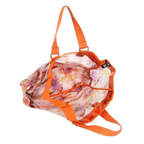 Just Cavalli Women Orange Floral Print Clear Vinyl Tote Shopper Beach Bag Hanbag #5 image