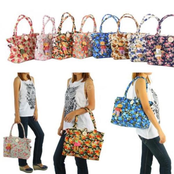 New Women Cotton Shoulder Shopper Bag Summer Floral Print  Purse Beach Tote Bags #1 image