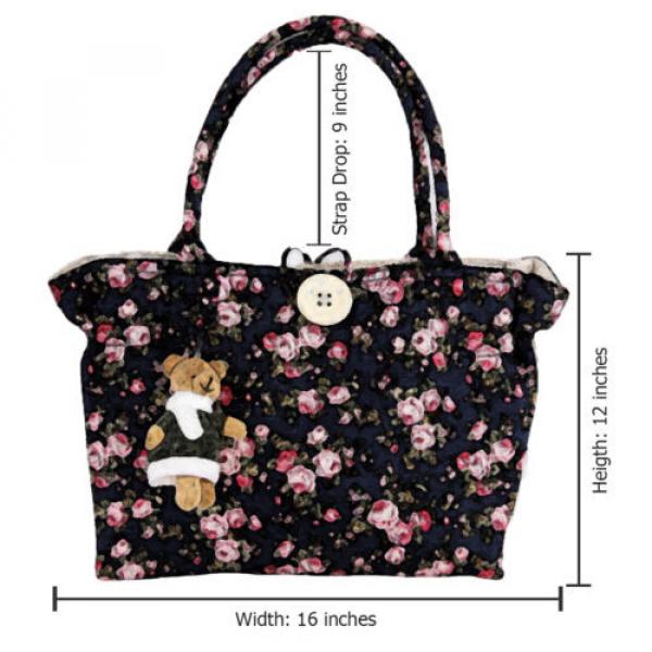 New Women Cotton Shoulder Shopper Bag Summer Floral Print  Purse Beach Tote Bags #3 image