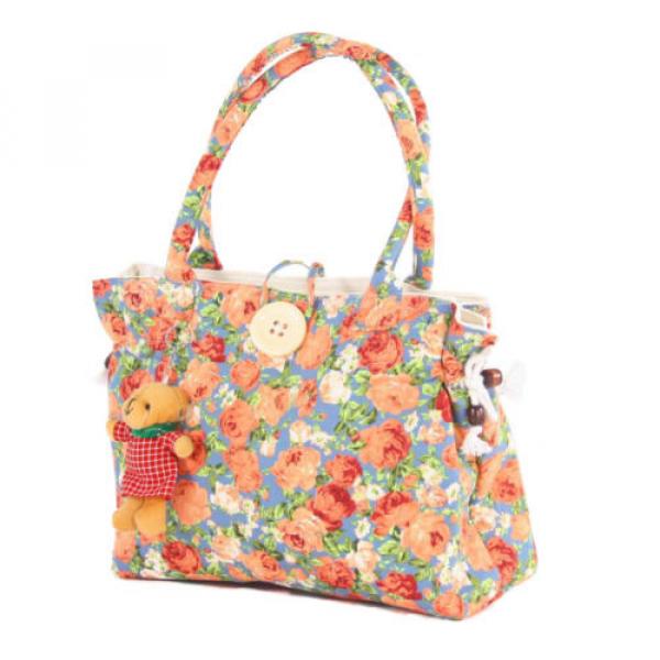 New Women Cotton Shoulder Shopper Bag Summer Floral Print  Purse Beach Tote Bags #4 image