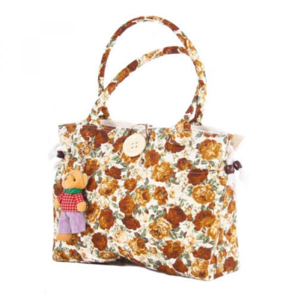 New Women Cotton Shoulder Shopper Bag Summer Floral Print  Purse Beach Tote Bags #5 image