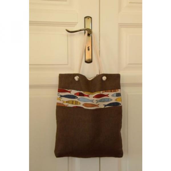 Handmade Brown Tote bag Linen beach bag Shoulder bag Weekend bag Shopping bag #1 image