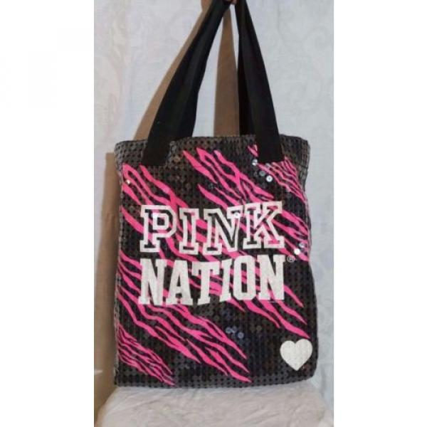victoria&#039;s secret pink black tote bag sequins bling beach over nighter versatile #2 image