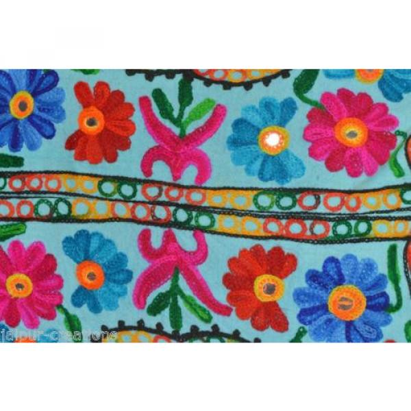 Sky Blue Suzani Embroidery Tote Bag Womens Cross body Shopping Beach Jhola AQ12 #2 image