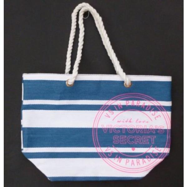 VICTORIA&#039;S SECRET VS IN PARADISE BLUE AND WHITE STRIPED BEACH TOTE BAG NWOT #1 image