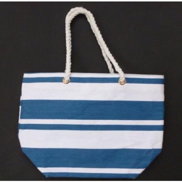VICTORIA&#039;S SECRET VS IN PARADISE BLUE AND WHITE STRIPED BEACH TOTE BAG NWOT #3 image