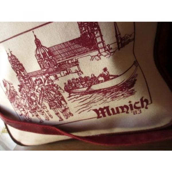 Vtg 80s MUNICH GERMANY PRINT Cotton Canvas Shoulder Weekend Gym Beach Tote Bag #2 image