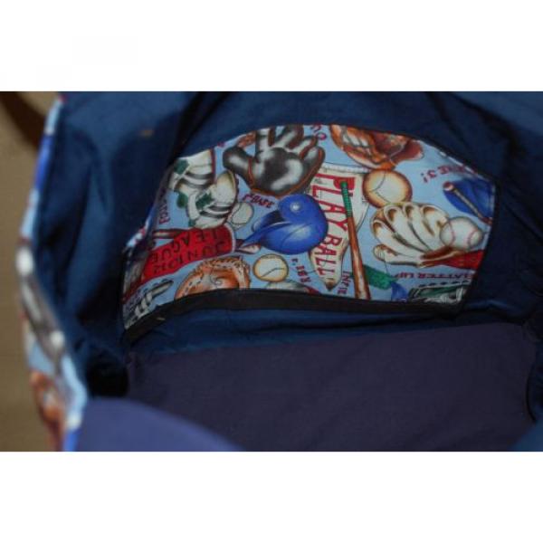Handmade Play Ball Base Ball Trimmed in Blue Handbag Purse Tote Bag Beach Bag #5 image