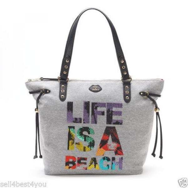 NWT Juicy Couture Women&#039;s Bag Large Tote Gray &#034;Life is A Beach&#034; Purse #2 image