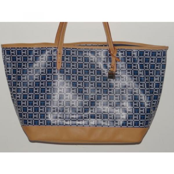 Tommy Hilfiger Womens Blue Vinyl Coated Lg Tote Beach Bag Handbag Purse SALE #2 image
