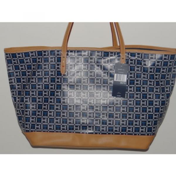 Tommy Hilfiger Womens Blue Vinyl Coated Lg Tote Beach Bag Handbag Purse SALE #4 image