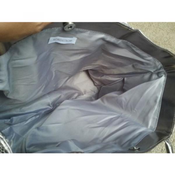 Nordstrom Beige Silver Metallic Tote Bag Beach Bag Handbag #4 image