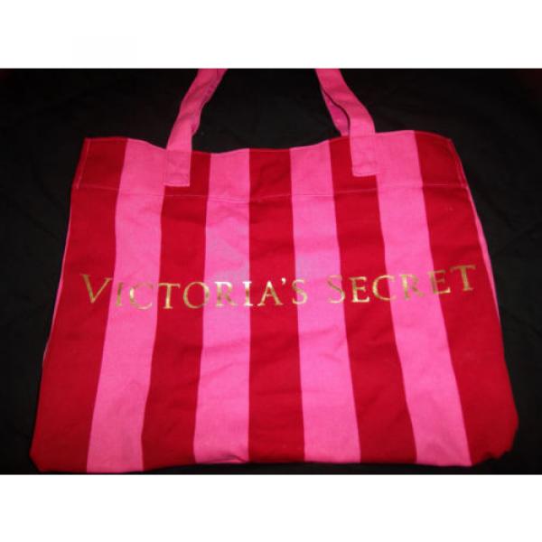 Victoria&#039;s Secret Pink Stripe Canvas Beach Tote Shoulder Bag Travel New NWT #1 image