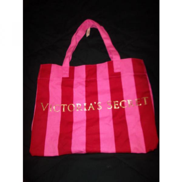 Victoria&#039;s Secret Pink Stripe Canvas Beach Tote Shoulder Bag Travel New NWT #2 image