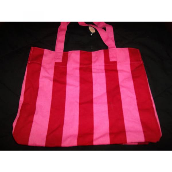 Victoria&#039;s Secret Pink Stripe Canvas Beach Tote Shoulder Bag Travel New NWT #5 image