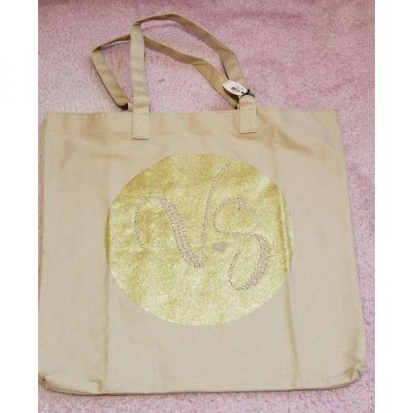 Victoria&#039;s Secret Gold Glitter Studded Canvas Tote Beach Bag (Limited Edition) #1 image