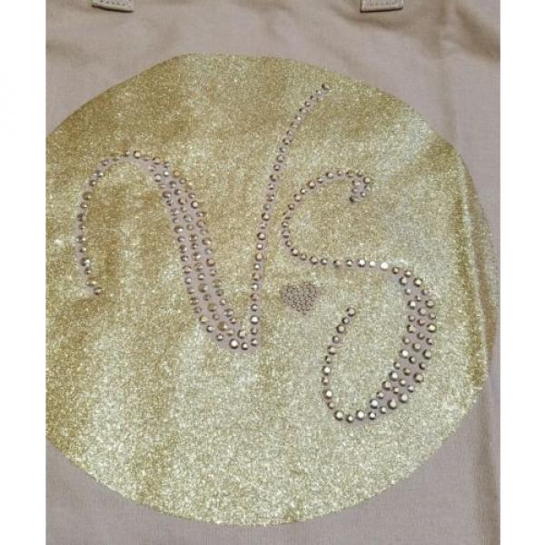 Victoria&#039;s Secret Gold Glitter Studded Canvas Tote Beach Bag (Limited Edition) #3 image