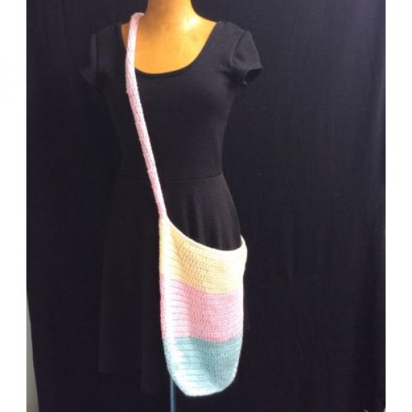 Handmade TOTE bag crochet beach shopping market handbag cotton NEW Pastel #2 image