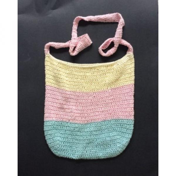 Handmade TOTE bag crochet beach shopping market handbag cotton NEW Pastel #4 image