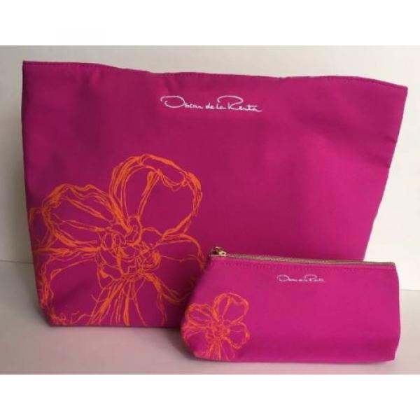 Oscar De La Renta Pink Tote Beach Bag With Makeup Bag #1 image