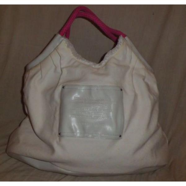 Victoria&#039;s Secret white hard to find pink handle shopping beach tote bag purse #1 image