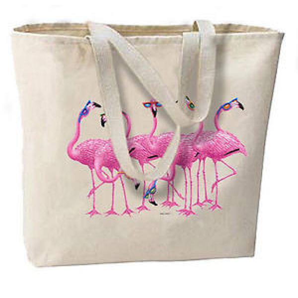 Flamingos In Sunglasses New Large Canvas Cotton Tote Bag Shop Beach Gifts #1 image