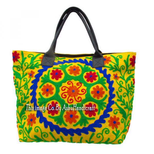 Indian Cotton Suzani Embroidery Handbag Woman Tote Shoulder Bag Beach Boho Bag44 #1 image