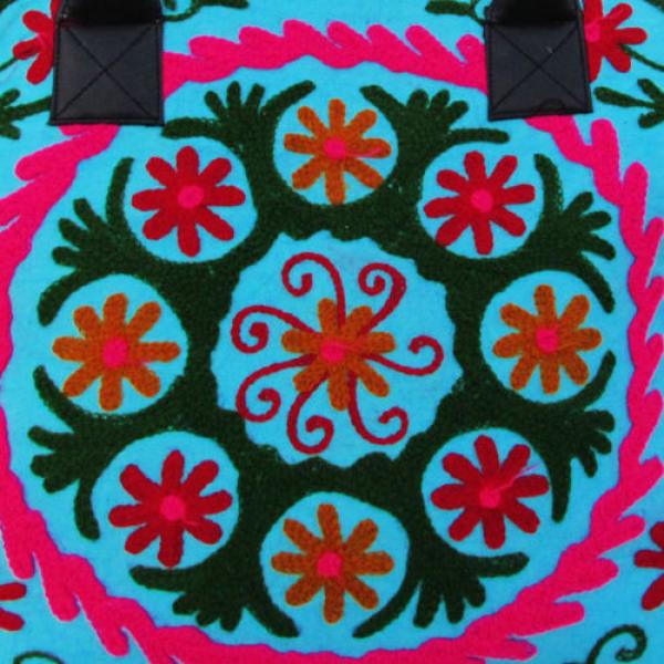 Indian Cotton Suzani Embroidery Handbag Woman Tote Shoulder Bag Beach Boho Bag u #2 image
