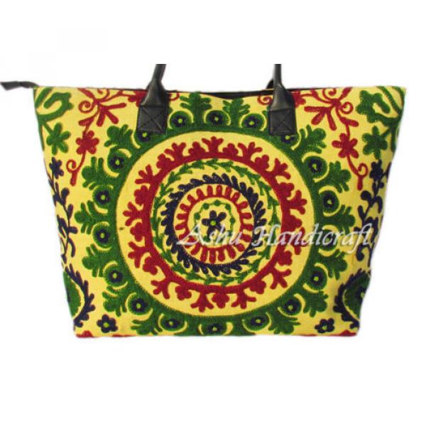 Indian Cotton Tote Suzani Embroidery Handbag Woman Shoulder &amp; Beach Boho Bag 045 #2 image