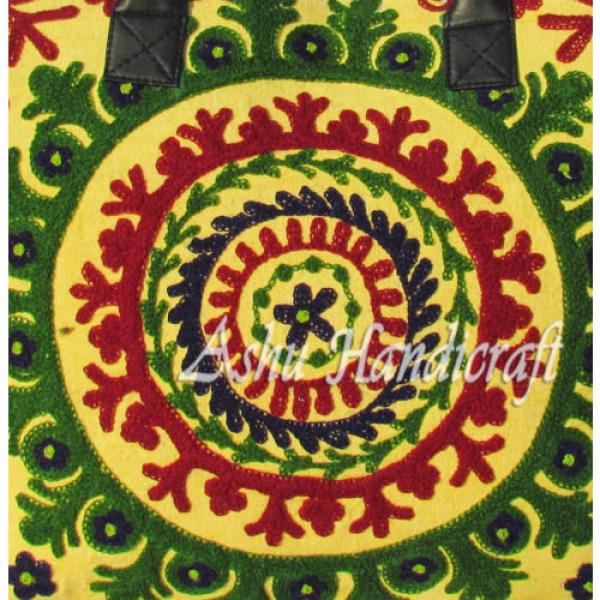 Indian Cotton Tote Suzani Embroidery Handbag Woman Shoulder &amp; Beach Boho Bag 045 #3 image