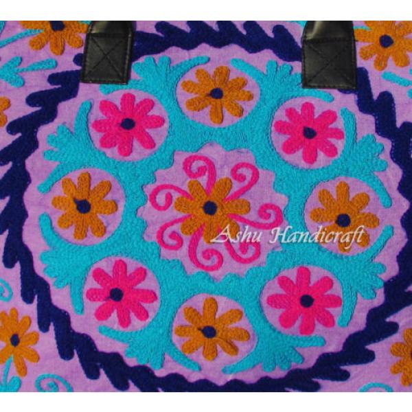 Indian Cotton Tote Suzani Embroidery Handbag Woman Shoulder &amp; Beach Boho Bag 051 #3 image