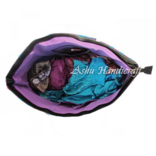Indian Cotton Tote Suzani Embroidery Handbag Woman Shoulder &amp; Beach Boho Bag 051 #4 image