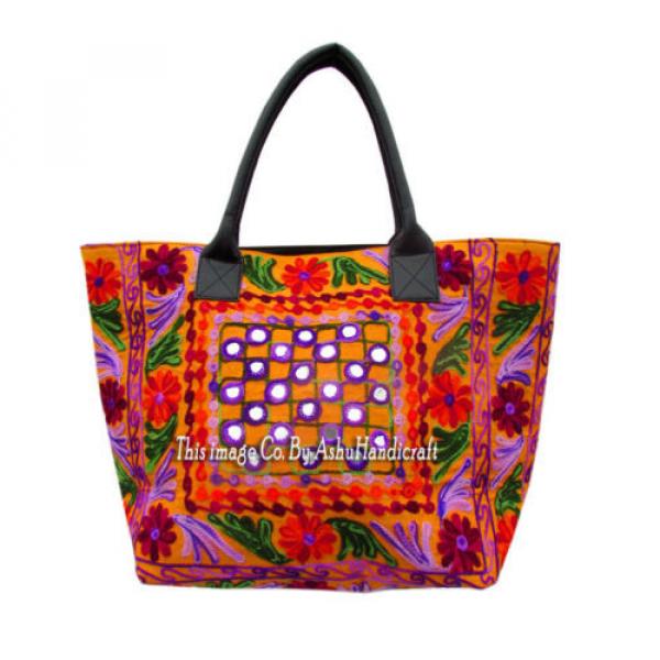 Indian Cotton Suzani Embroidery Handbag Woman Tote Shoulder Bag Beach Boho Bag10 #1 image