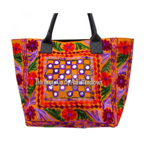 Indian Cotton Suzani Embroidery Handbag Woman Tote Shoulder Bag Beach Boho Bag10 #2 image