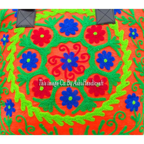 Indian Cotton Suzani Embroidery Handbag Woman Tote Shoulder Bag Beach Boho Bag 3 #2 image