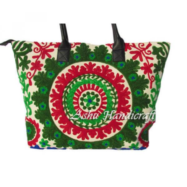 Indian Cotton Tote Suzani Embroidery Handbag Woman Shoulder &amp; Beach Boho Bag s12 #2 image