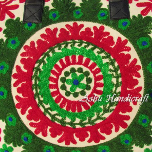 Indian Cotton Tote Suzani Embroidery Handbag Woman Shoulder &amp; Beach Boho Bag s12 #3 image