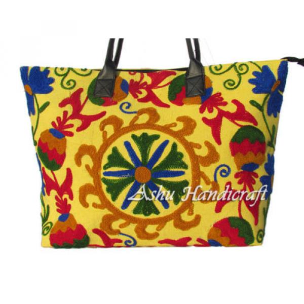 Indian Cotton Tote Suzani Embroidery Handbag Woman Shoulder &amp; Beach Boho Bag s33 #2 image
